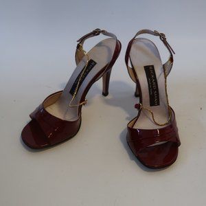 RICKARD SHAH PATENT LEATHER OPEN TOE HEELS 5.5 *